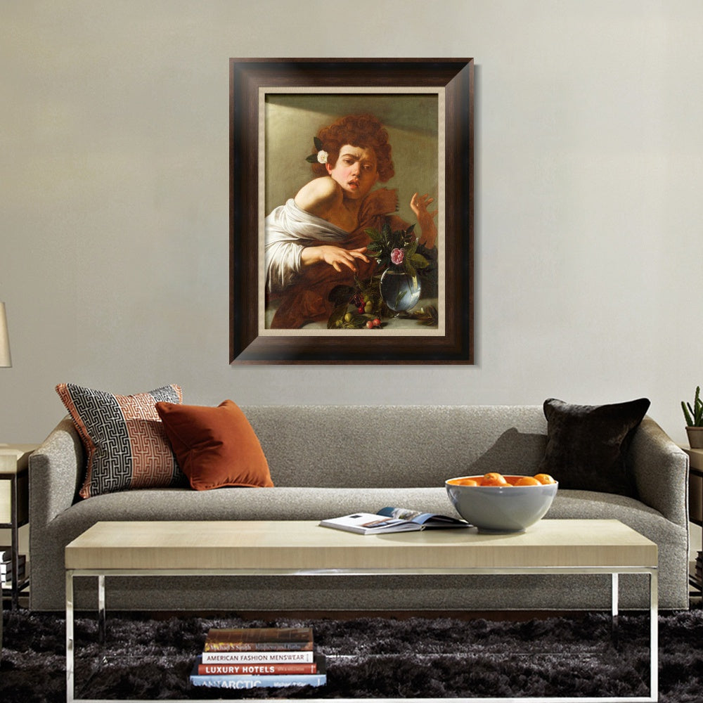 INVIN ART Framed Canvas Art Giclee Print Boy Bitten by a Lizard by Michelangelo Merisi da Caravaggio Wall Art
