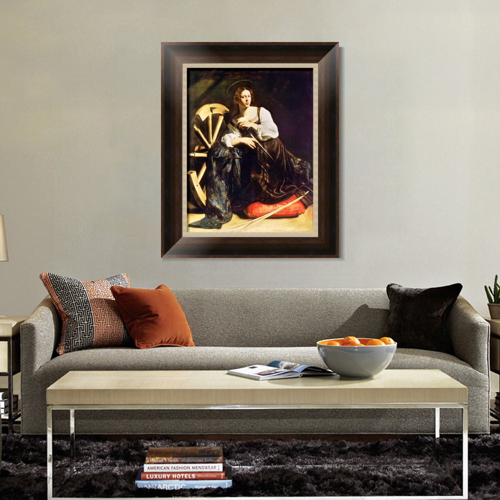 INVIN ART Framed Canvas Art Giclee Print Saint Catherine of Alexandria by a Lizard by Michelangelo Merisi da Caravaggio Wall Art Living Decorations