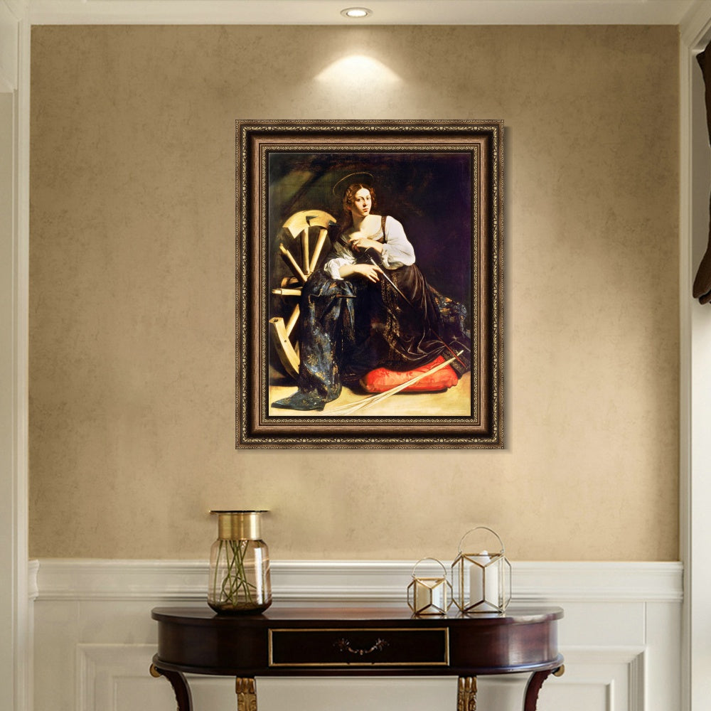 INVIN ART Framed Canvas Art Giclee Print Saint Catherine of Alexandria by a Lizard by Michelangelo Merisi da Caravaggio Wall Art Living Decorations