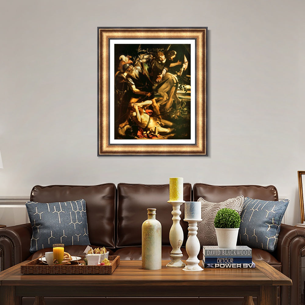 INVIN ART Framed Canvas Art Giclee Print The Conversion of St. Paul by a Lizard by Michelangelo Merisi da Caravaggio Wall Art Decorations