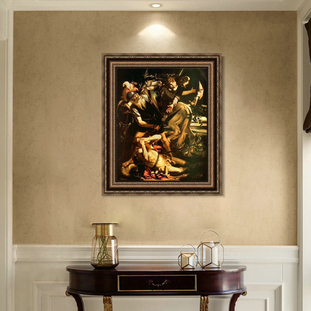 INVIN ART Framed Canvas Art Giclee Print The Conversion of St. Paul by a Lizard by Michelangelo Merisi da Caravaggio Wall Art Decorations