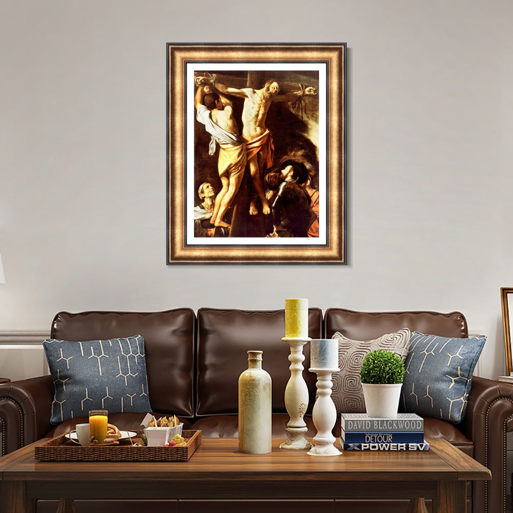 INVIN ART Framed Canvas Art Giclee Print The Crucifixion of St Andrew by a Lizard by Michelangelo Merisi da Caravaggio Wall Art Decorations