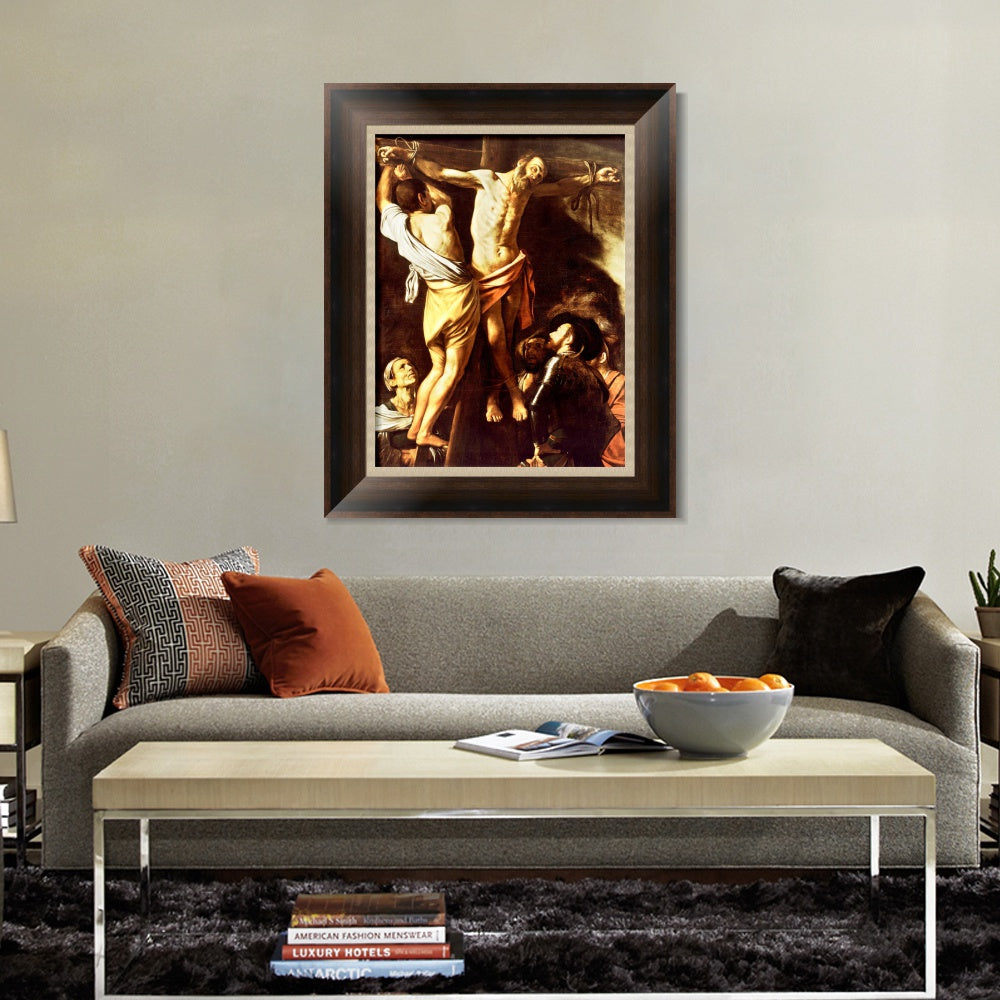 INVIN ART Framed Canvas Art Giclee Print The Crucifixion of St Andrew by a Lizard by Michelangelo Merisi da Caravaggio Wall Art Decorations
