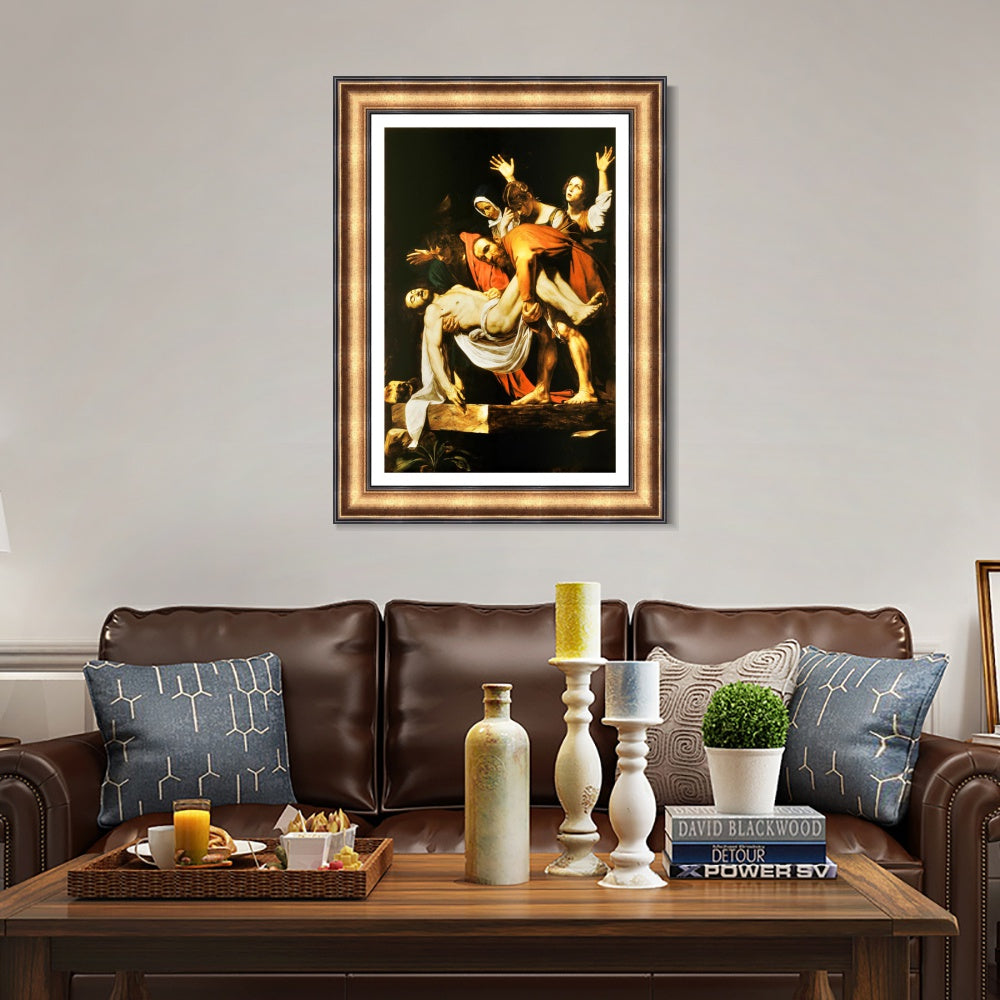 INVIN ART Framed Canvas Art Giclee Print The Deposition by a Lizard by Michelangelo Merisi da Caravaggio Wall Art