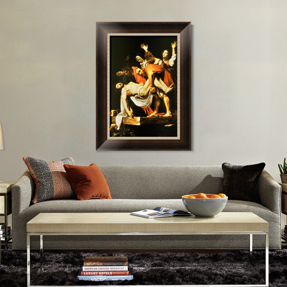 INVIN ART Framed Canvas Art Giclee Print The Deposition by a Lizard by Michelangelo Merisi da Caravaggio Wall Art