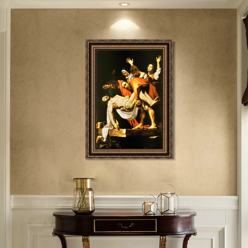 INVIN ART Framed Canvas Art Giclee Print The Deposition by a Lizard by Michelangelo Merisi da Caravaggio Wall Art