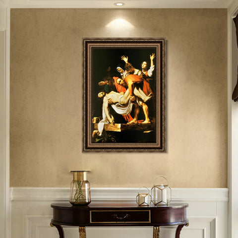 INVIN ART Framed Canvas Art Giclee Print The Deposition by a Lizard by Michelangelo Merisi da Caravaggio Wall Art Living Room Home Office Decorations