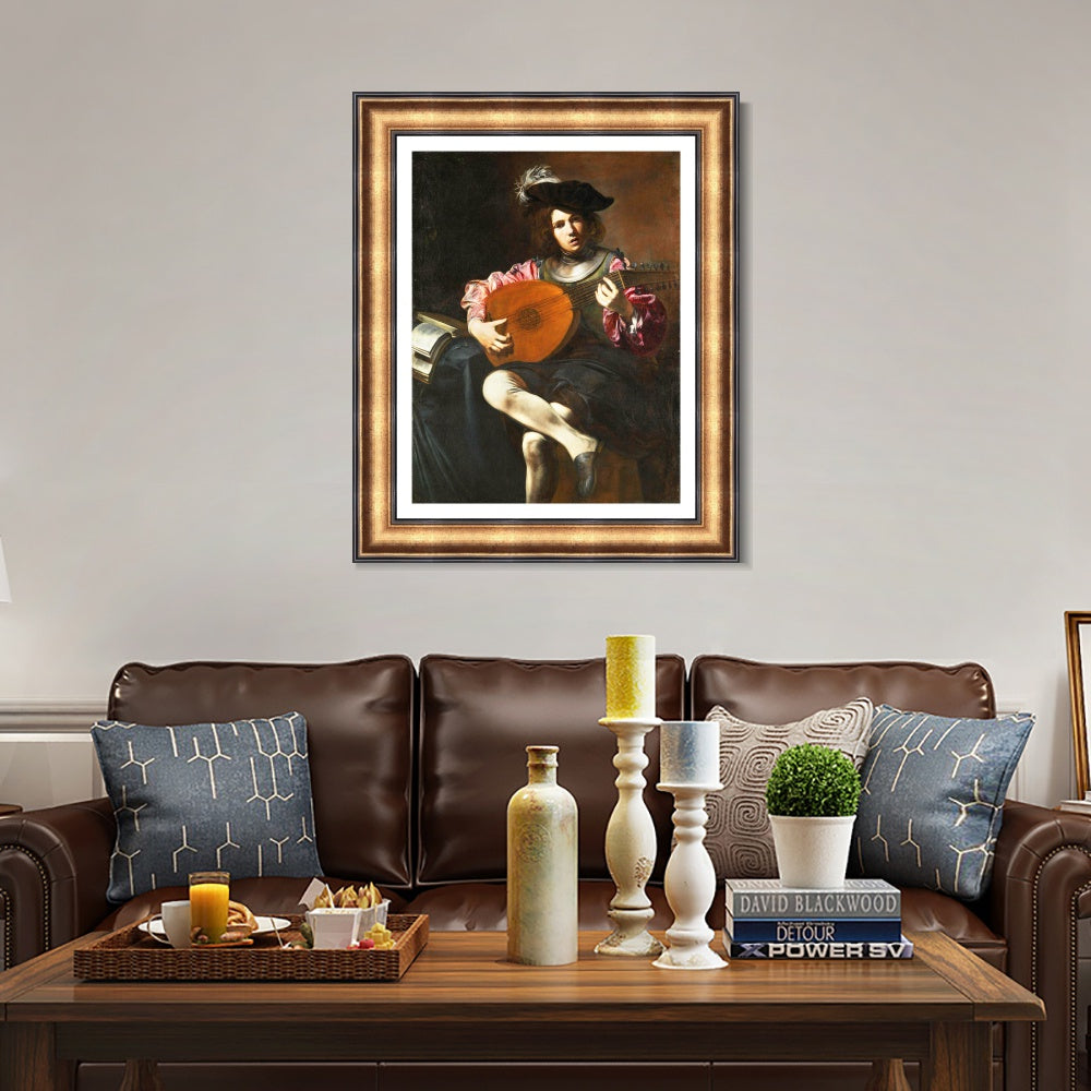 INVIN ART Framed Canvas Art Giclee Print Series#058 by a Lizard by Michelangelo Merisi da Caravaggio Wall Art