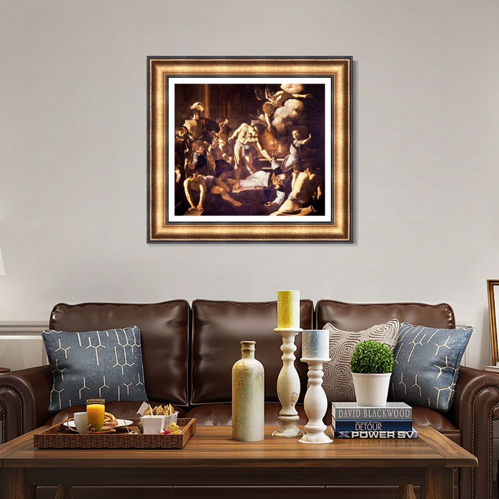 INVIN ART Framed Canvas Art Giclee Print The Martyrdom of St Matthew by a Lizard by Michelangelo Merisi da Caravaggio Wall Art Office Decorations