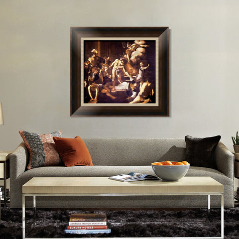 INVIN ART Framed Canvas Art Giclee Print The Martyrdom of St Matthew by a Lizard by Michelangelo Merisi da Caravaggio Wall Art Office Decorations