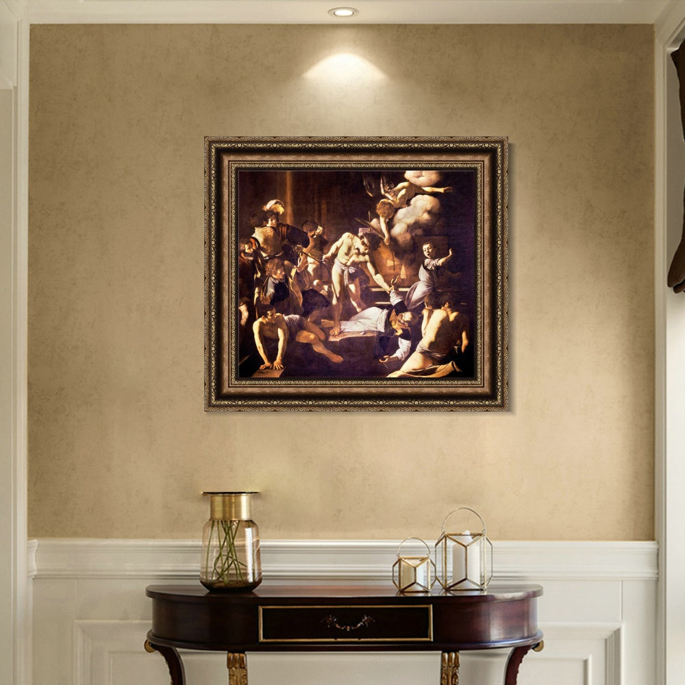 INVIN ART Framed Canvas Art Giclee Print The Martyrdom of St Matthew by a Lizard by Michelangelo Merisi da Caravaggio Wall Art Office Decorations