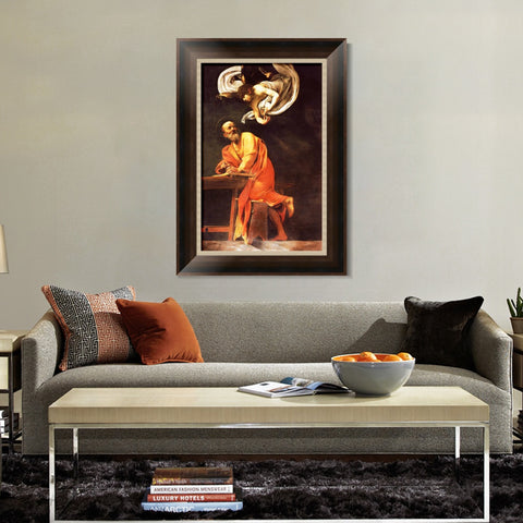 INVIN ART Framed Canvas Art Giclee Print The Inspiration of Saint Matthew by Michelangelo Merisi da Caravaggio Wall Art Decorations