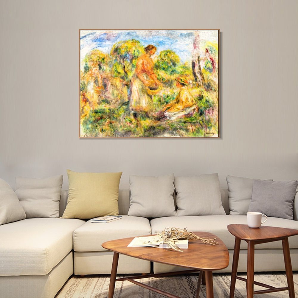 INVIN ART Framed Canvas FEMMES DANS UN PAYSAGE by Pierre Auguste Renoir Wall Art Living Room Home Office Decorations
