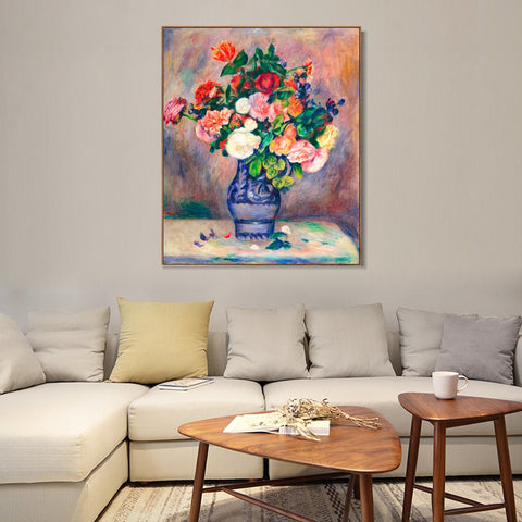 INVIN ART Framed Canvas Flowers in a Vase by Pierre Auguste Renoir Wall Art Living Room Home Office Decorations