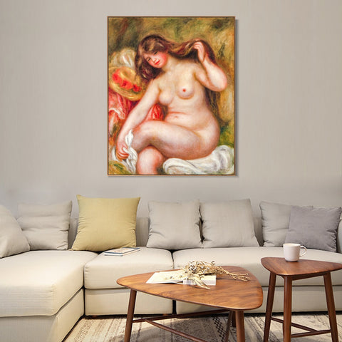 INVIN ART Framed Canvas 1841-1919 Large Bather by Pierre Auguste Renoir Wall Art Living Room Home Office Decorations