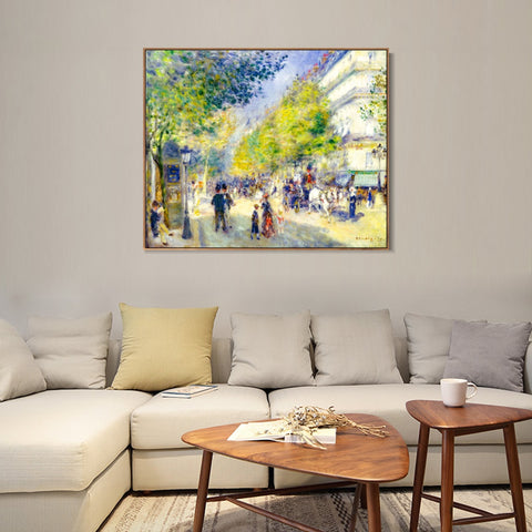 INVIN ART Framed Canvas The Grands Boulevards by Pierre Auguste Renoir Wall Art Living Room Home Office Decorations