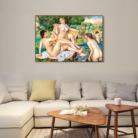 INVIN ART Framed Canvas The Great Bathers by Pierre Auguste Renoir Wall Art Living Room Home Office Decorations