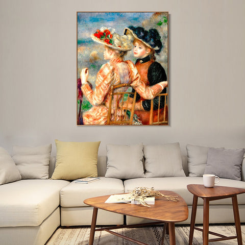 INVIN ART Framed Canvas Two Girls by Pierre Auguste Renoir Wall Art Living Room Home Office Decorations
