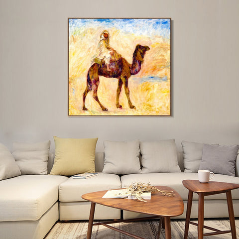 INVIN ART Framed Canvas Woman with a Guitar by Pierre Auguste Renoir Wall Art Living Room Home Office Decorations