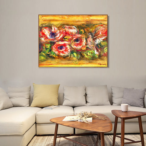 INVIN ART Framed Canvas ANEMONES2 by Pierre Auguste Renoir Wall Art Living Room Home Office Decorations