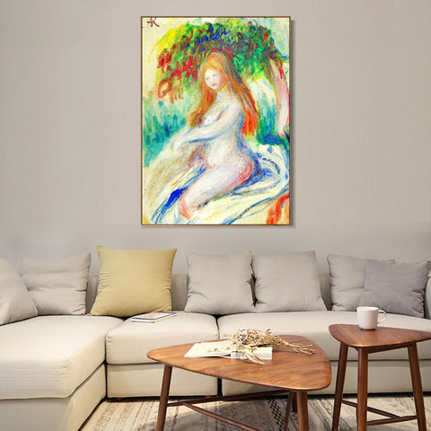 INVIN ART Framed Canvas BAIGNEUSE4 by Pierre Auguste Renoir Wall Art Living Room Home Office Decorations