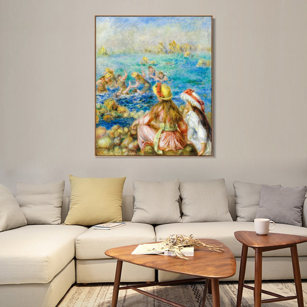INVIN ART Framed Canvas BAIGNEUSES by Pierre Auguste Renoir Wall Art Living Room Home Office Decorations