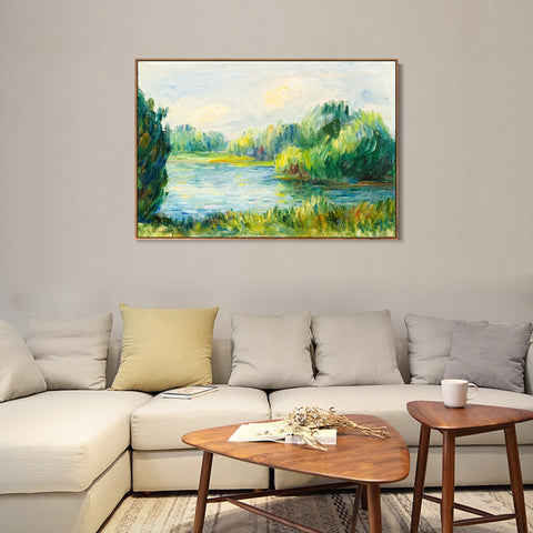 INVIN ART Framed Canvas BORD DE RIVIERE by Pierre Auguste Renoir Wall Art Living Room Home Office Decorations