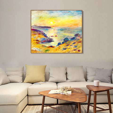 INVIN ART Framed Canvas COUCHER DE SOLEIL À DOUARNENEZ by Pierre Auguste Renoir Wall Art Living Room Home Office Decorations