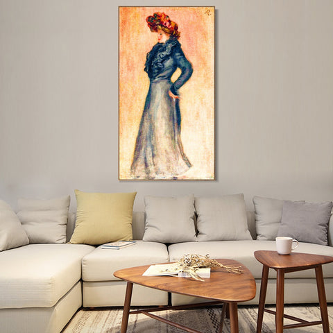 INVIN ART Framed Canvas FEMME DEBOUT DE PROFIL by Pierre Auguste Renoir Wall Art Living Room Home Office Decorations
