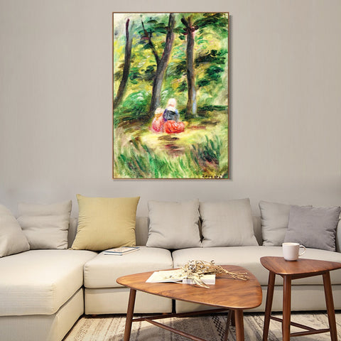 INVIN ART Framed Canvas FEMME ET ENFANT DANS UN PAYSAGE by Pierre Auguste Renoir Wall Art Living Room Home Office Decorations