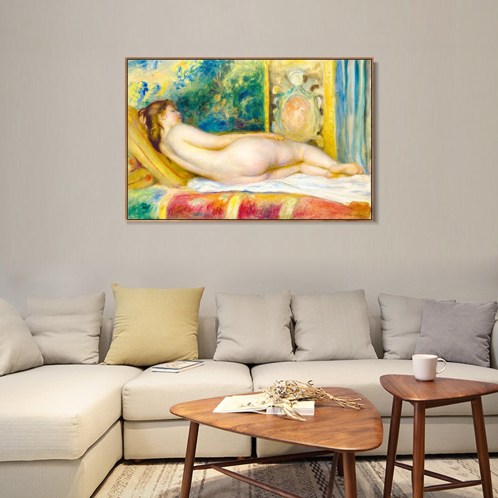 INVIN ART Framed Canvas FEMME NUE AU CANAP¨¦ by Pierre Auguste Renoir Wall Art Living Room Home Office Decorations