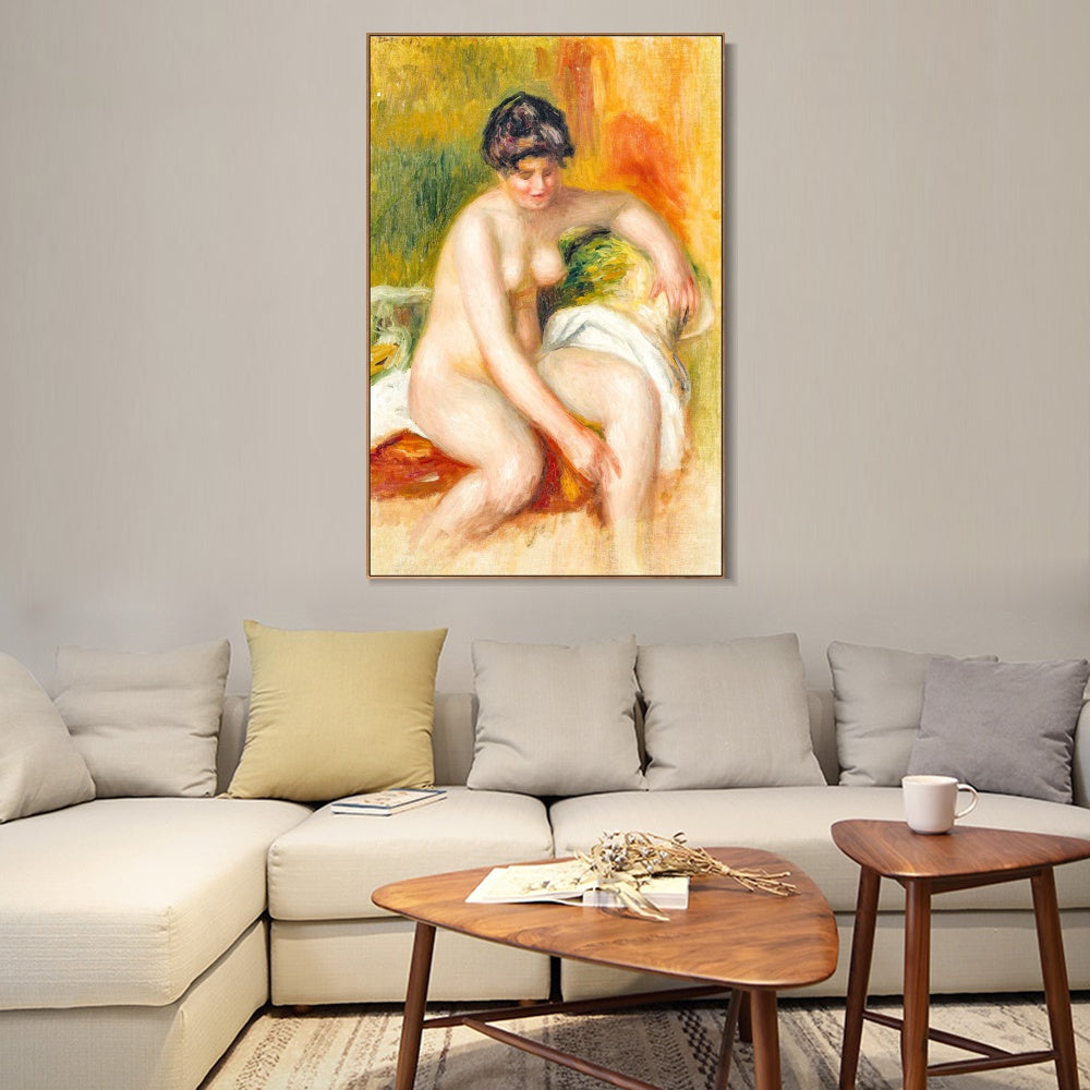 INVIN ART Framed Canvas FEMME NUE DANS UN INTERIEUR by Pierre Auguste Renoir Wall Art Living Room Home Office Decorations