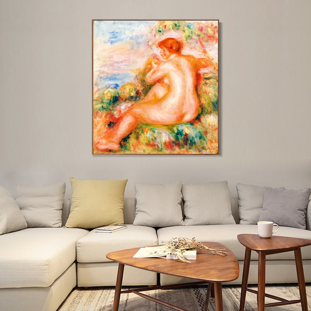 INVIN ART Framed Canvas FEMME NUE DANS UN PAYSAGE by Pierre Auguste Renoir Wall Art Living Room Home Office Decorations