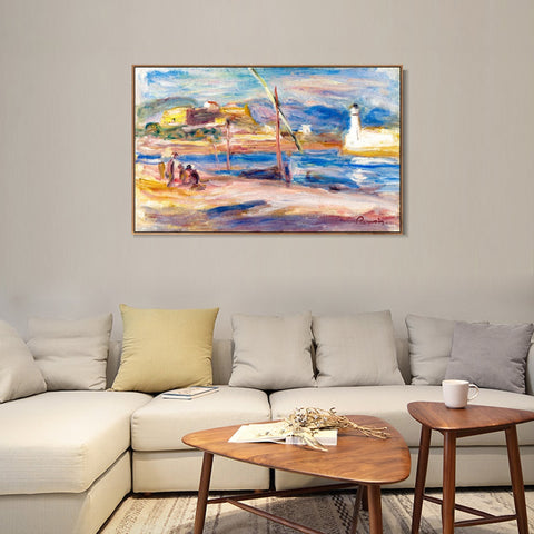 INVIN ART Framed Canvas FORT CARRÉ ET PHARE D'ANTIBES by Pierre Auguste Renoir Wall Art Living Room Home Office Decorations