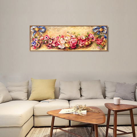 INVIN ART Framed Canvas GUIRLANDE DE ROSES by Pierre Auguste Renoir Wall Art Living Room Home Office Decorations