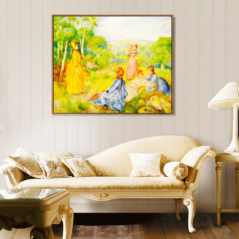 INVIN ART Framed Canvas Jeunes Filles Jouant au Volant by Pierre Auguste Renoir Wall Art Living Room Home Office Decorations