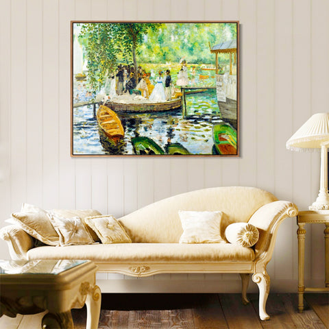 INVIN ART Framed Canvas La Grenouillère by Pierre Auguste Renoir Wall Art Living Room Home Office Decorations