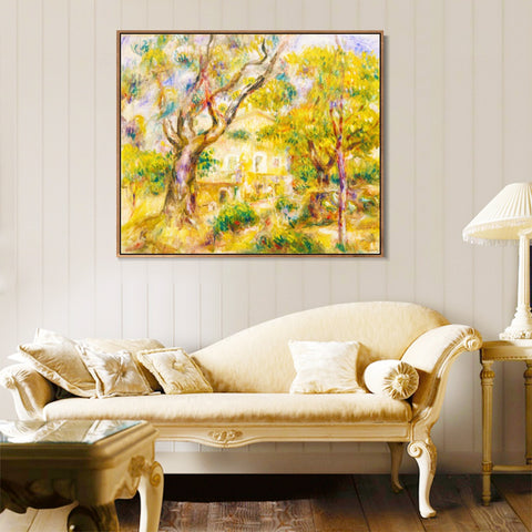 INVIN ART Framed Canvas The Farm at Les Collettes, Cagnes by Pierre Auguste Renoir Wall Art Living Room Home Office Decorations