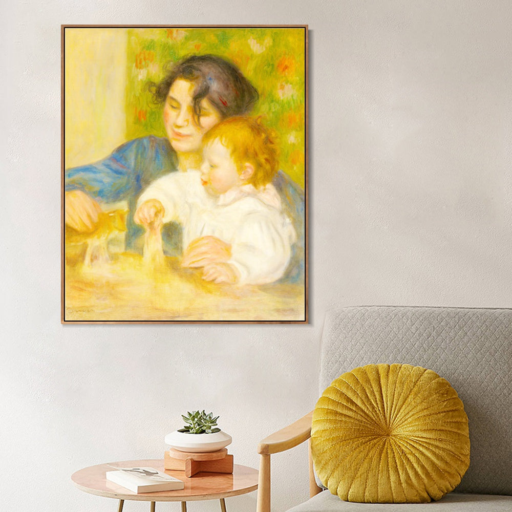 INVIN ART Framed Canvas Child with Toys - Gabrielle and the Artist's Son by Pierre Auguste Renoir Wall Art Living Room Home Office Decorations