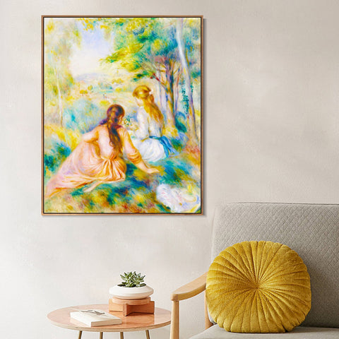 INVIN ART Framed Canvas In the Meadow by Pierre Auguste Renoir Wall Art Living Room Home Office Decorations