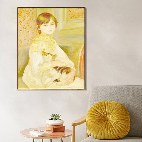 INVIN ART Framed Canvas Julie Manet by Pierre Auguste Renoir Wall Art Living Room Home Office Decorations