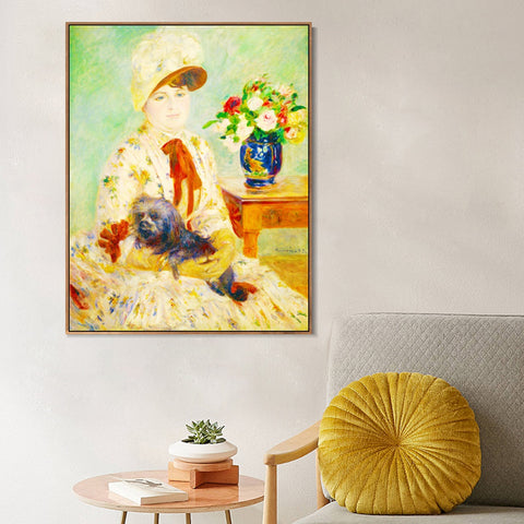 INVIN ART Framed Canvas Mlle Charlotte Berthier by Pierre Auguste Renoir Wall Art Living Room Home Office Decorations