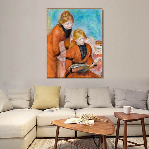 INVIN ART Framed Canvas LA LECTURE by Pierre Auguste Renoir Wall Art Living Room Home Office Decorations