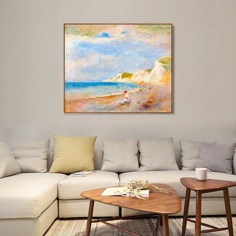 INVIN ART Framed Canvas LA PLAGE DE VARENGEVILLE by Pierre Auguste Renoir Wall Art Living Room Home Office Decorations