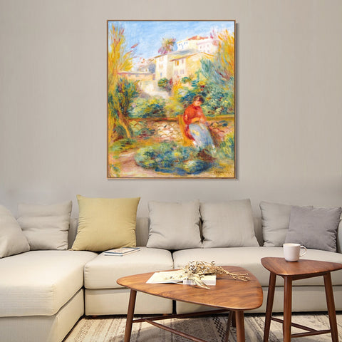 INVIN ART Framed Canvas LA TERRASSE A CAGNES by Pierre Auguste Renoir Wall Art Living Room Home Office Decorations
