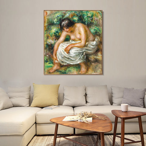 INVIN ART Framed Canvas LA TOILETTE APRÈS LE BAIN by Pierre Auguste Renoir Wall Art Living Room Home Office Decorations