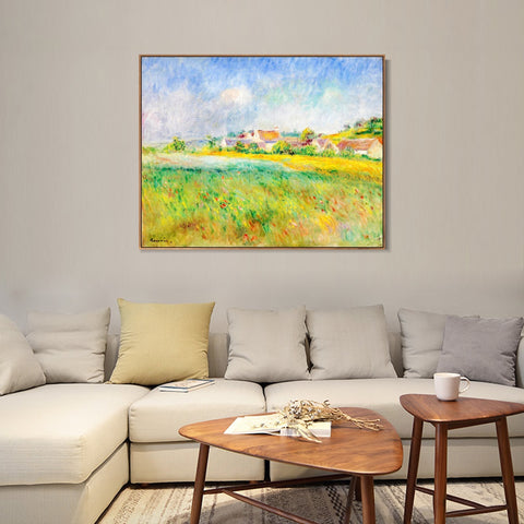 INVIN ART Framed Canvas LE VILLAGE DE BONNECOURT by Pierre Auguste Renoir Wall Art Living Room Home Office Decorations
