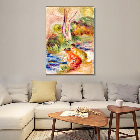 INVIN ART Framed Canvas LES LAVEUSES by Pierre Auguste Renoir Wall Art Living Room Home Office Decorations