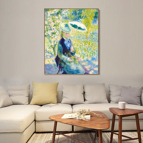 INVIN ART Framed Canvas L'OMBRELLE by Pierre Auguste Renoir Wall Art Living Room Home Office Decorations