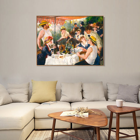 INVIN ART Framed Canvas Luncheon of the Boating Party by Pierre Auguste Renoir Wall Art Living Room Home Office Decorations
